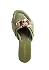 sandalias verdes planas Cammina