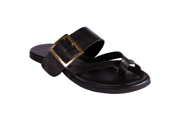 sandalias negras planas Cammina