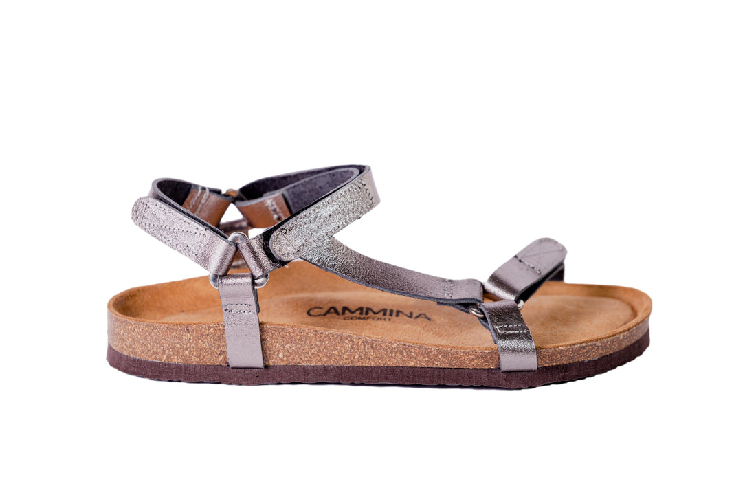  sandalias plateadas bajitas Cammina